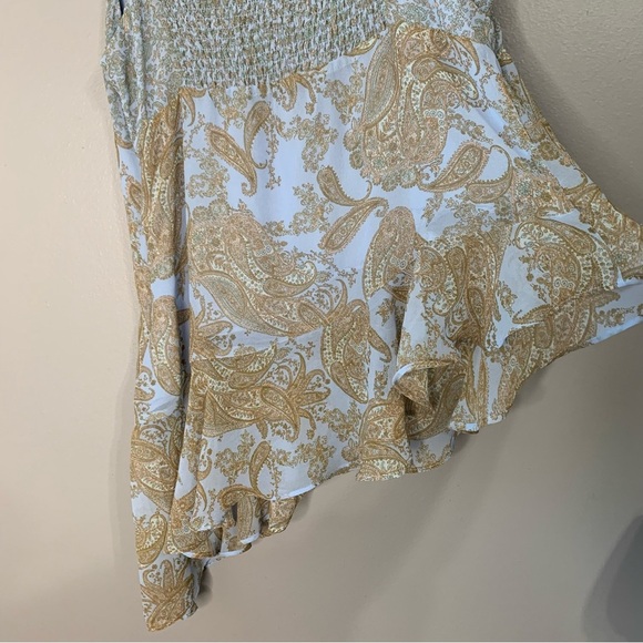 Ecote blue sleeveless spaghetti strap asymmetrical paisley blouse.‎ Size XL - Picture 4 of 12